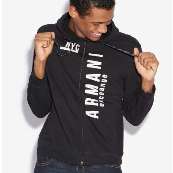 Armani Exchange Other - NYC LOGO ZIP-UP BLACK ARMANI EXCHANGE HOODIE XL